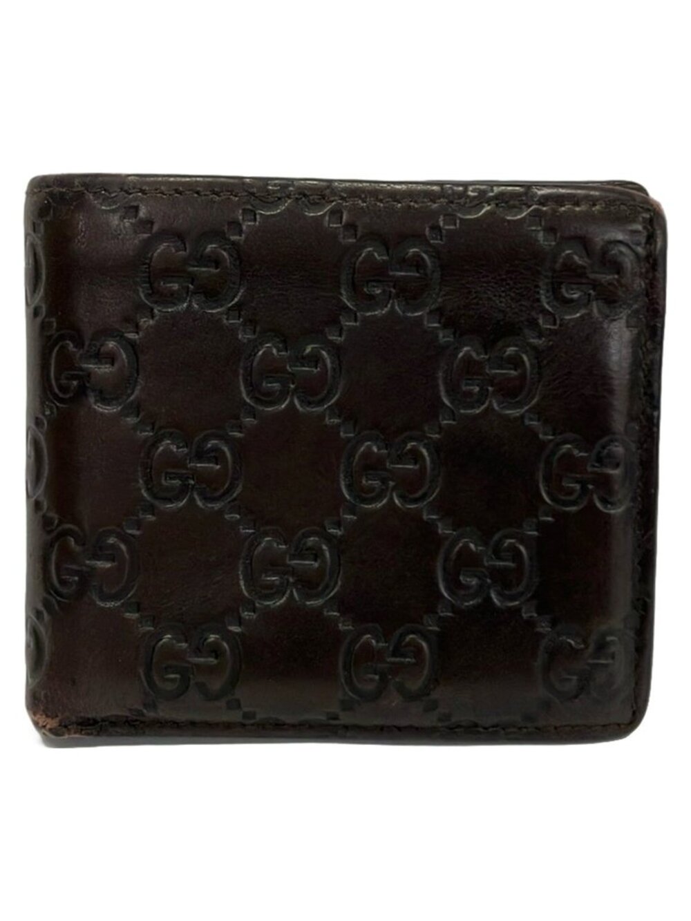 Gucci Bifold Wallet Guccissima Line Dark Brown Leather